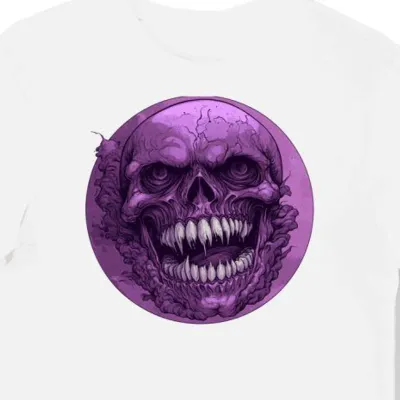 Koszulka męska biała z motywem gryzącego zombie halloween