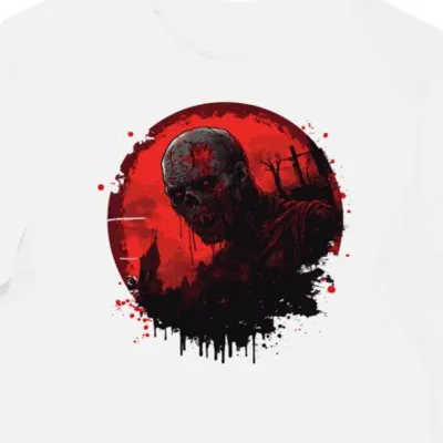 Koszulka męska biała z motywem krwistych zombie halloween