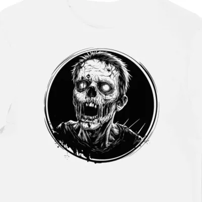 Koszulka męska biała z nadrukiem wystających kości halloween