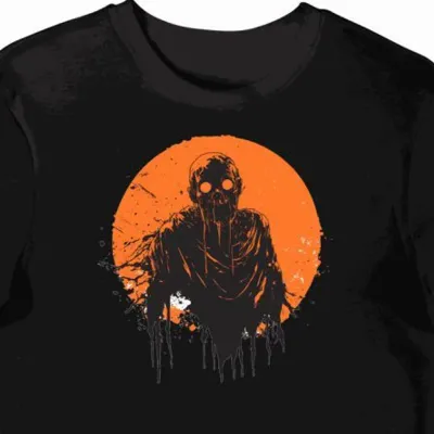 Koszulka męska czarna z motywem świecącego zombie halloween(2)