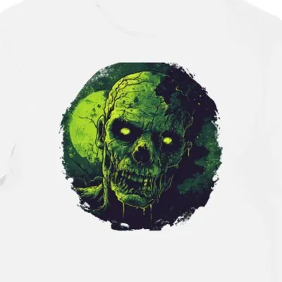 Koszulka męska biała z motywem rozpadającego się zombie halloween