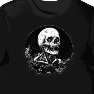 Koszulka męska czarna z grafiką wystających kości zombie halloween