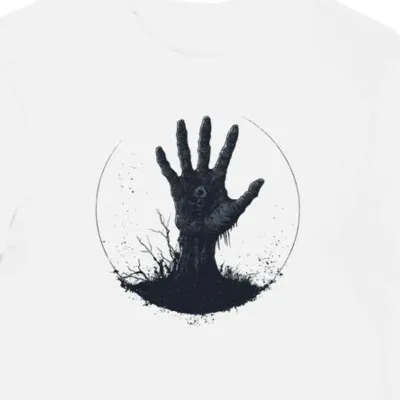 Koszulka męska biała z grafiką zombie dla miłośników horroru halloween