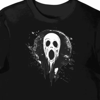 Koszulka męska czarna z motywem Ghostface dla miłośników horrorów halloween