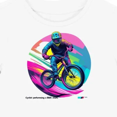 Koszulka damska biała z motywem rowerowym dla fanów BMX