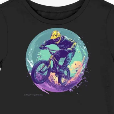 Koszulka damska czarna z nadrukiem rowerzysty BMX