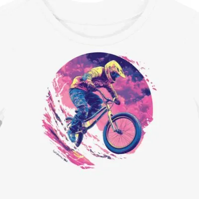 Koszulka damska biała z wykonywaniem BMX dla fanów adrenaliny