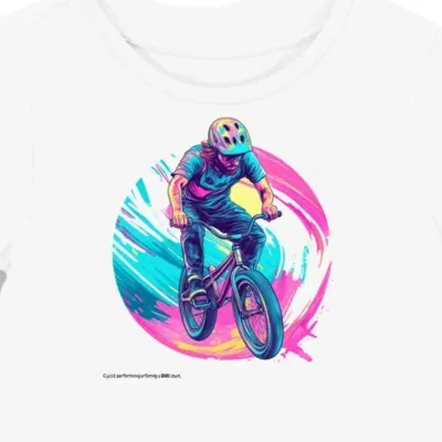 Koszulka damska biała z motywem BMX dla fanów rowerowego szaleństwa