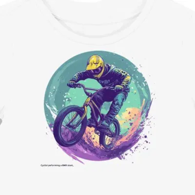 Koszulka damska biała z motywem BMX dla fanów sportów ekstremalnych