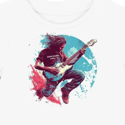 Koszulka damska biała z motywem gitarzysty