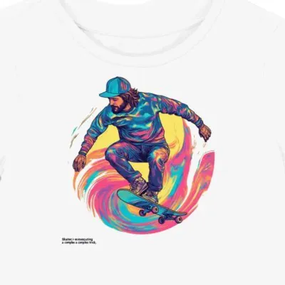 Koszulka damska biała z motywem skateboardingu dla miłośników jazdy na deskorolce