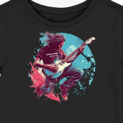 Koszulka damska czarna z grafiką gitarzysty