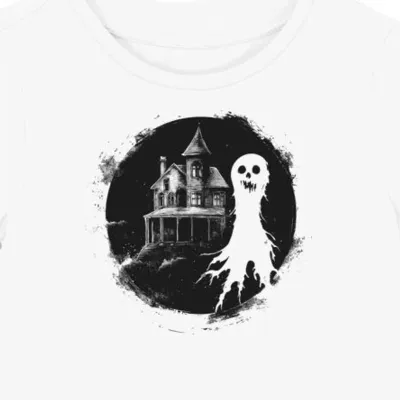 Koszulka damska biała z motywem nawiedzonego domu halloween(17)