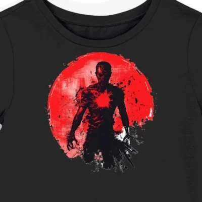Koszulka damska czarna z nadrukiem krwawych zombie dla fanów horroru