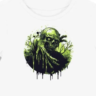 Koszulka damska biała z grafiką zgnitej zielonej ręki zombie