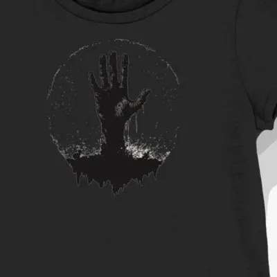 Koszulka damska czarna z motywem zombie dla fanów horroru