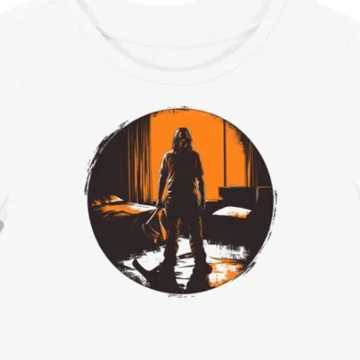 Koszulka damska biała z nadrukiem Jack Torrance z siekierą