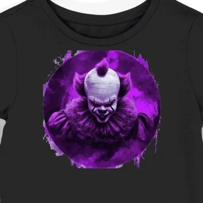 Koszulka damska czarna z motywem Pennywise dla fanów horroru