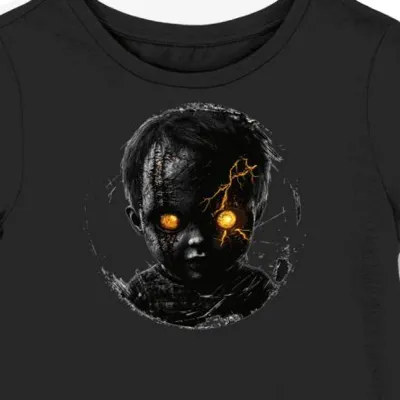 Koszulka damska czarna z motywem Chucky dla fanów horroru