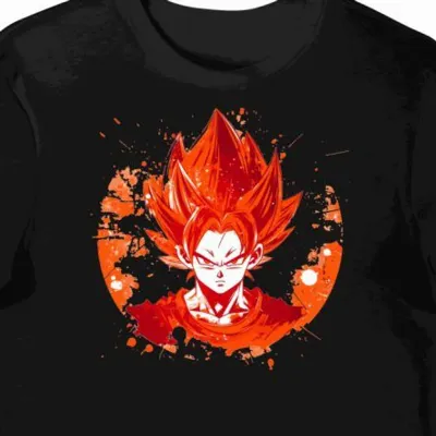 Koszulka męska czarna z nadrukiem futurystycznego Goku
