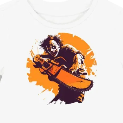 Koszulka damska biała z motywem horroru Leatherface