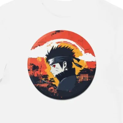 Koszulka męska biała z grafiką opaski ninja Naruto