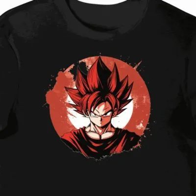 Koszulka męska czarna z nadrukiem czerwonych kolców Goku