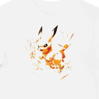 Koszulka męska biała z motywem złotego Pikachu