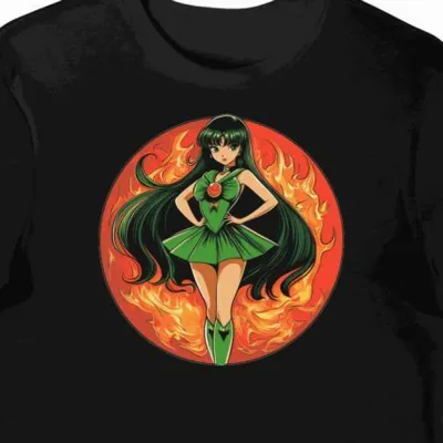 Koszulka męska czarna z nadrukiem wstążki bohaterki anime