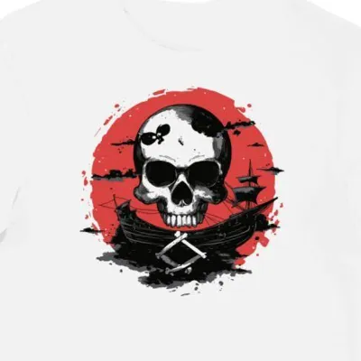 Koszulka męska biała z motywem czaszki One Piece 9331