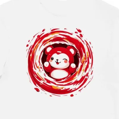 Koszulka męska biała z motywem niedźwiadka Rilakkuma