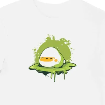 Koszulka męska biała z grafiką Japońskiego Jajka Gudetama