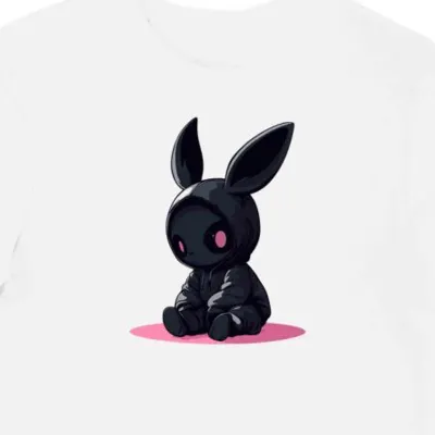 Koszulka męska biała z nadrukiem kawaii z uszami