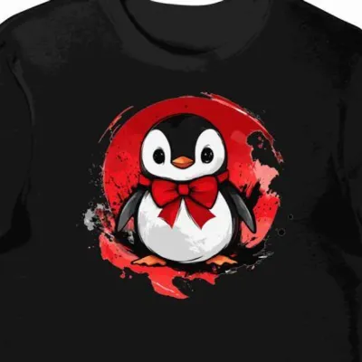 Koszulka męska czarna z motywem kawaii muchy
