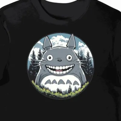 Koszulka męska czarna z motywem Totoro Kawaii