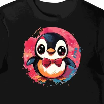 Koszulka męska czarna z motywem czerwonej muchy kawaii