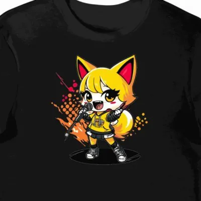 Koszulka męska czarna z nadrukiem Złoty Głos Aggretsuko