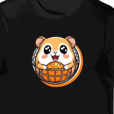 Koszulka męska czarna z grafiką uroczego Hamtaro