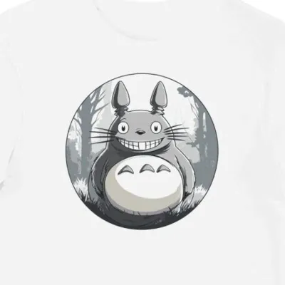 Koszulka męska biała z motywem uśmiechającego się Totoro