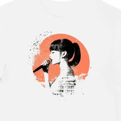 Koszulka męska biała z motywem artystycznej gwiazdy JPop