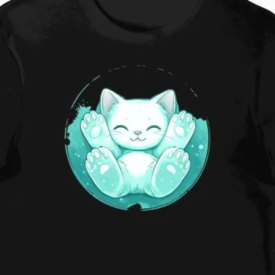Koszulka męska czarna z nadrukiem kociej łapki kawaii