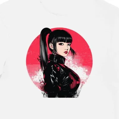 Koszulka męska biała z motywem futurystycznego J-Pop