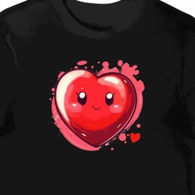 Koszulka męska czarna z motywem sanrio i serca