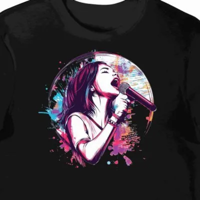 Koszulka męska czarna z motywem muzycznej gwiazdy JPop