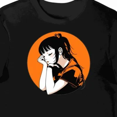 Koszulka męska czarna z grafiką pomarańczowego słodyczy JPop