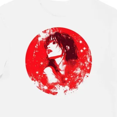 Koszulka męska biała z nadrukiem serca w stylu JPop