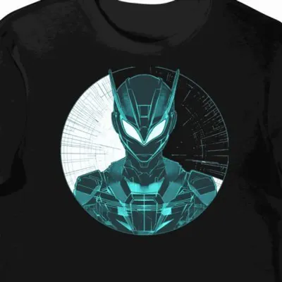 Koszulka męska czarna z nadrukiem tokusatsu Gridman