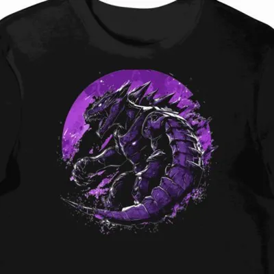 Koszulka męska czarna z motywem Gamera Pancerz