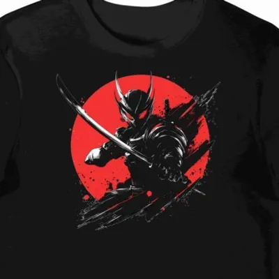 Koszulka męska czarna z motywem futurystycznego Ryukendo