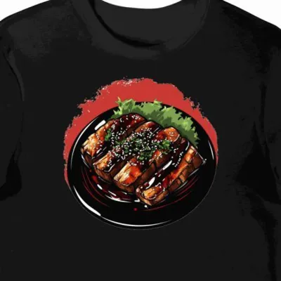 Koszulka męska czarna z motywem teriyaki 9331